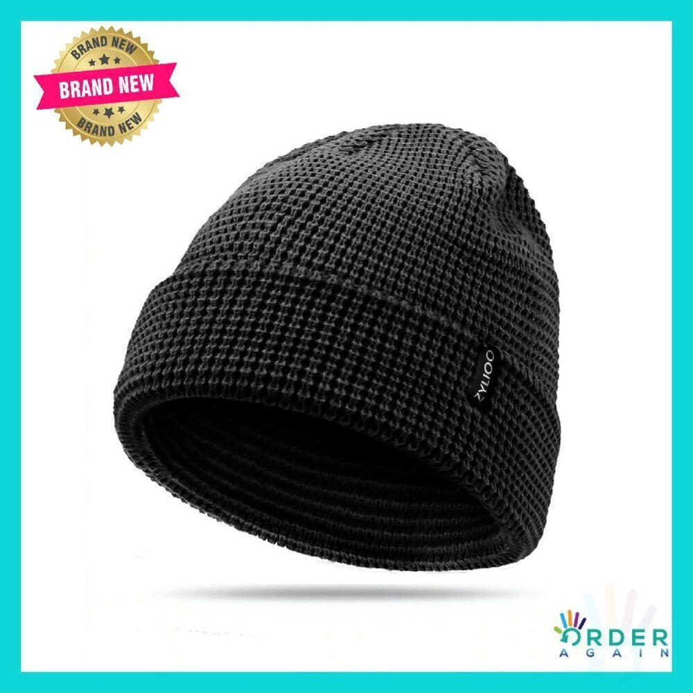 Oversized Waffle Knit Beanie Winter Warm Hat Classic Minimal Chic Unisex